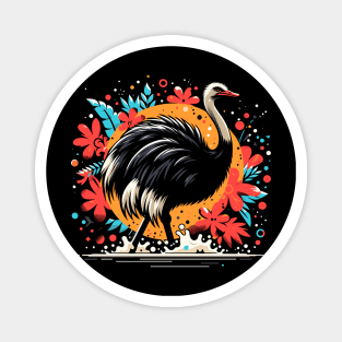 ostrich with flowers t-shirt design Magnet